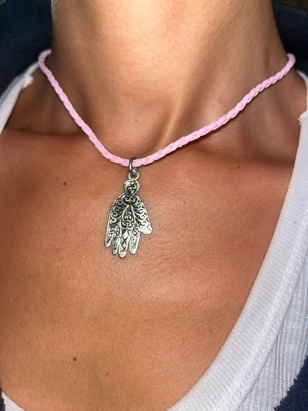 PINK KHAMSA NECKLACE